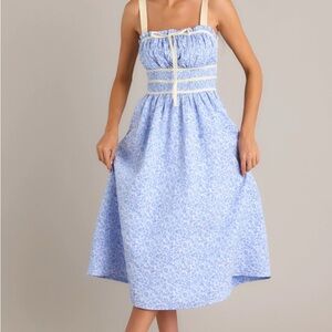 Floral Blue Midi Dress